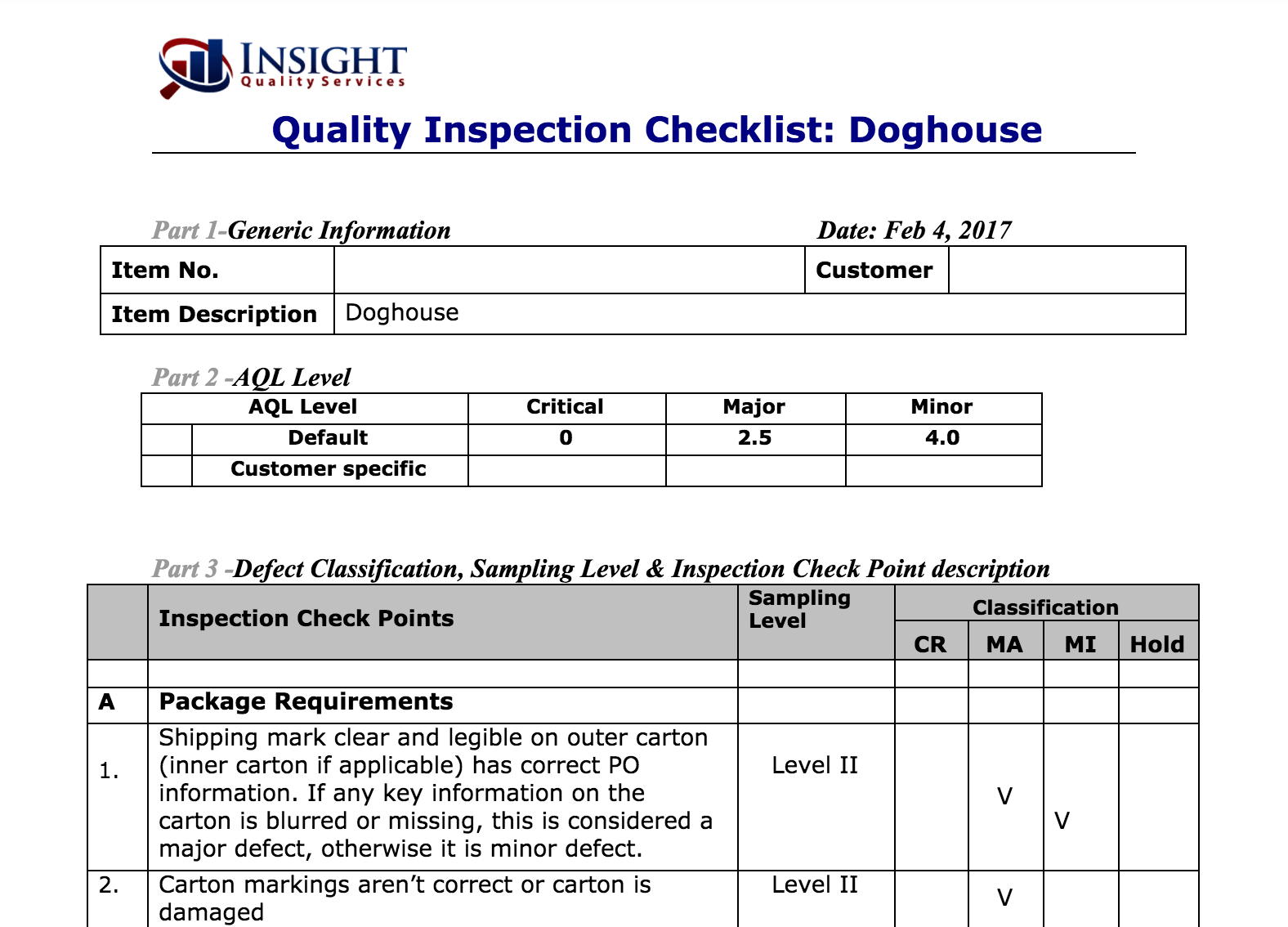 Quality Control Reports Template from insight-quality.com