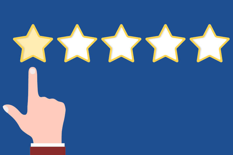 Hand selecting a one-star review