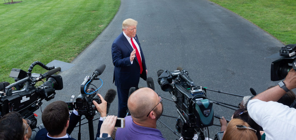 U.S. President Donald Trump Adresses Media on August 1st, 2019