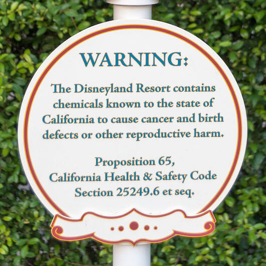 Disneyland Prop 65 Warning