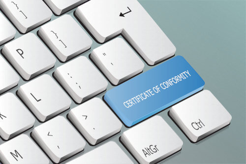 General Certificate of Conformity button on keyboard