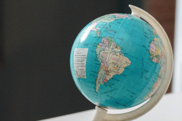 Globe with focus on South America