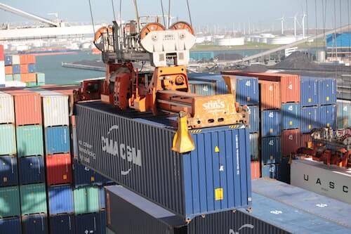 Container being loaded onto a ship for shipping From China to the US