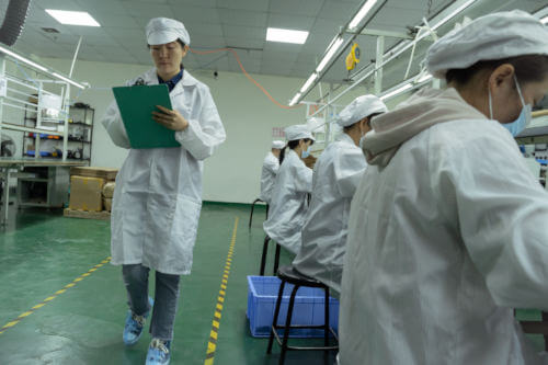 Auditor conducting a factory audit in China