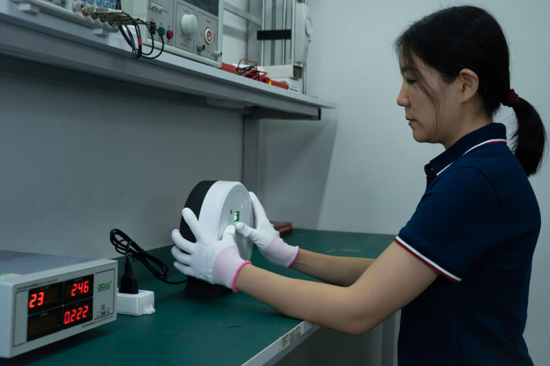 Woman conducting a pre-shipment inspection in China
