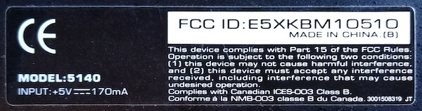 Label on a computer keyboard with FCC Part 15 verbiage