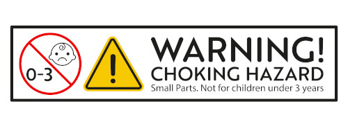 Choking hazard warning sign. Not for children under 3 years.