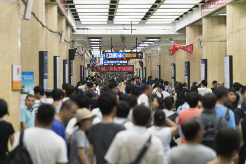 Busy train station in Beijing