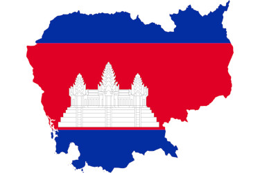 Map of Cambodia and a Cambodian flag
