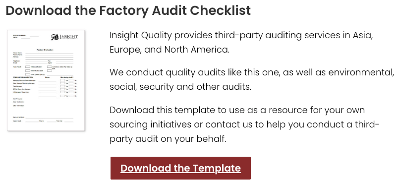 Factory Audit Checklist