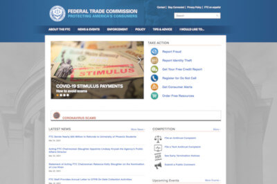 Screenshot of FTC website