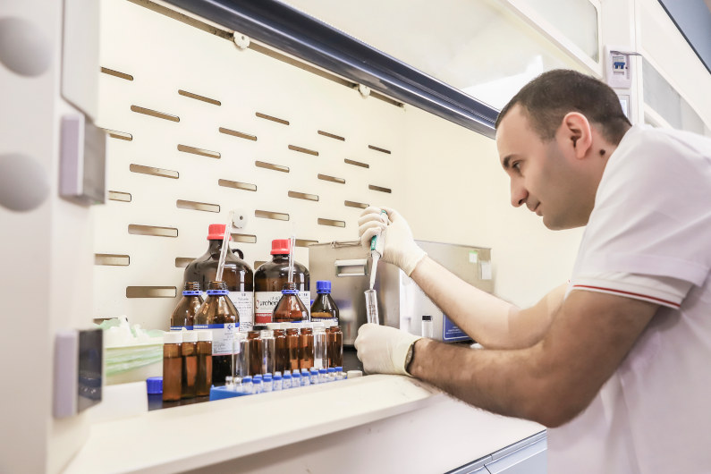 Technician in a testing lab