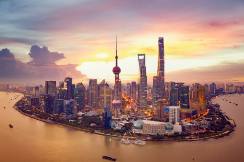 Pudong District in Shanghai, China