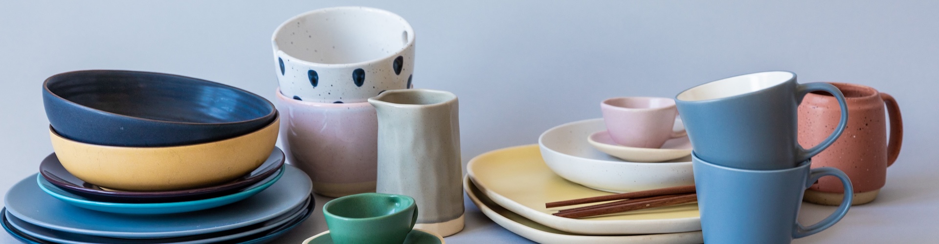 Various homeware items lined up